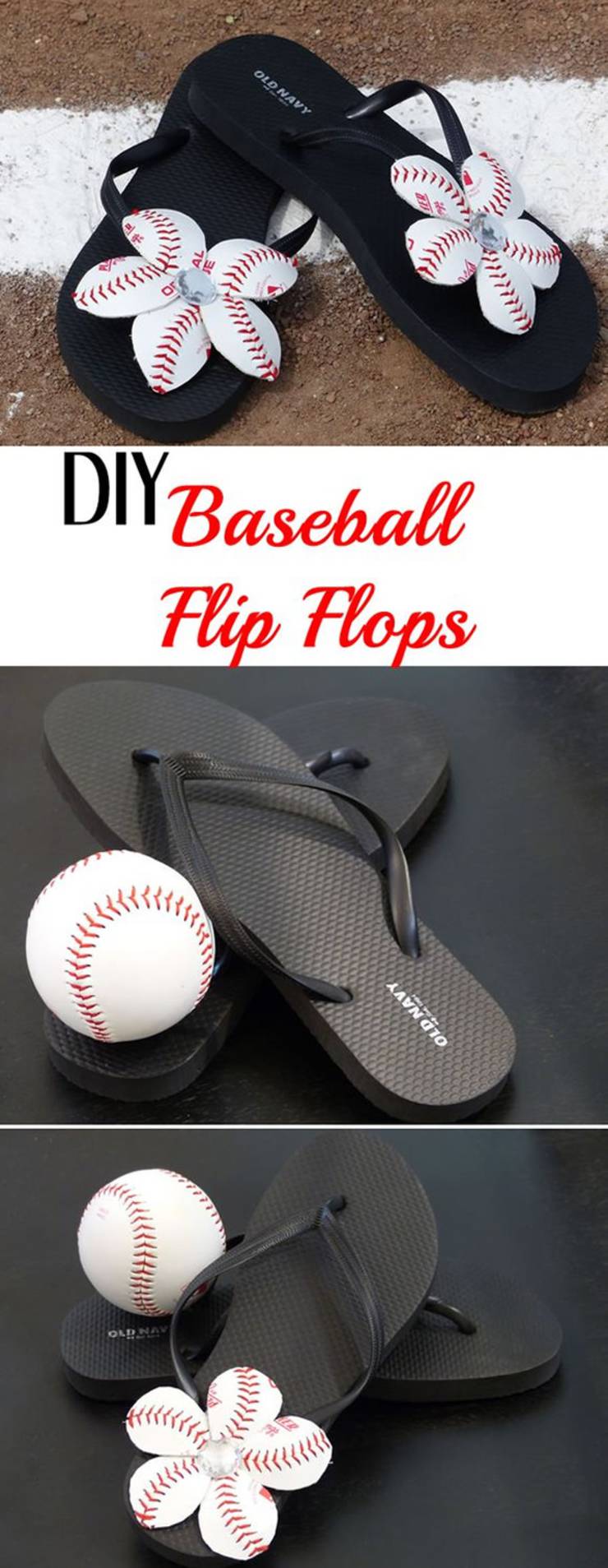 diy baseball flip flops