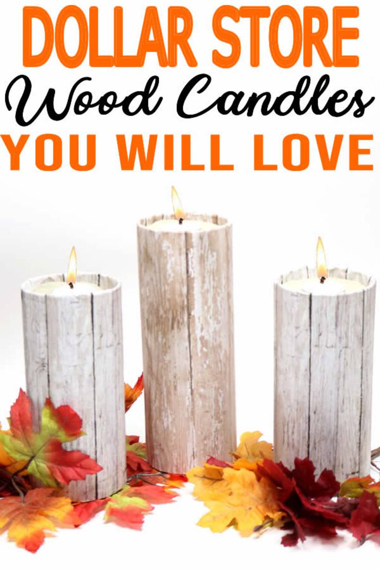 xDIY Dollar Store Crafts! Dollar Store Hacks – Decor Projects – Rustic Wood Candle Holders {Easy & Quick}