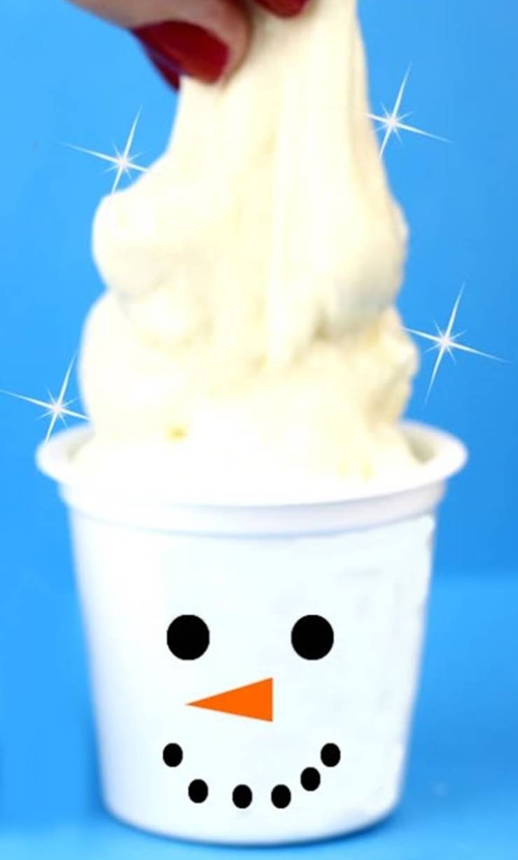 DIY Edible Glitter Snowman Slime - Edible fluffy slime