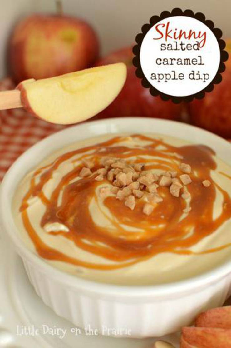 Skinny Salted Caramel Apple Dip! Delicious Caramel Apple Dessert - Simple & Easy Recipes For Fall Treats & Parties Families & Kids Will Love
