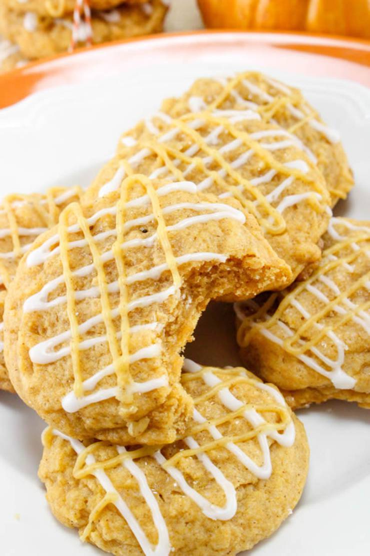 BEST Pumpkin Cookies! Easy Pumpkin Spice Sugar Cookie Idea – Quick - Homemade - From Scratch Recipe – Frosted Drizzle Glaze - Moist & Fluffy