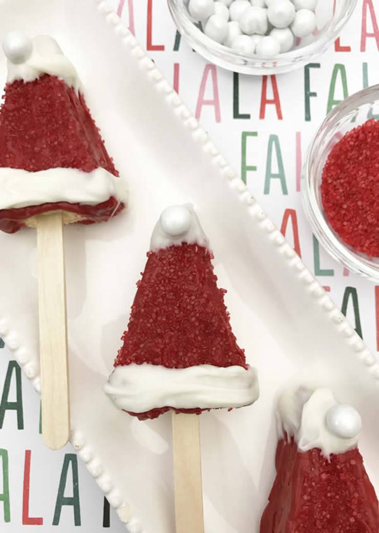 BEST Rice Krispie Treats! EASY Santa Hat Rice Krispie Treats On A Stick