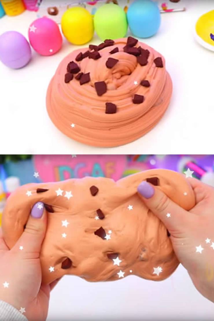 DIY Fluffy Slime Recipe_How To Make Homemade Chocolate Chip Cookie Dough Slime Without Borax - Slime Ideas For Kids - Parties - Crafts_Easy Slime Recipe With Video