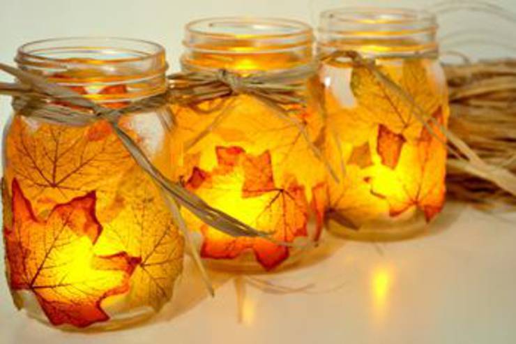 Diy Autumn Leaf Mason Jar Candle Holder