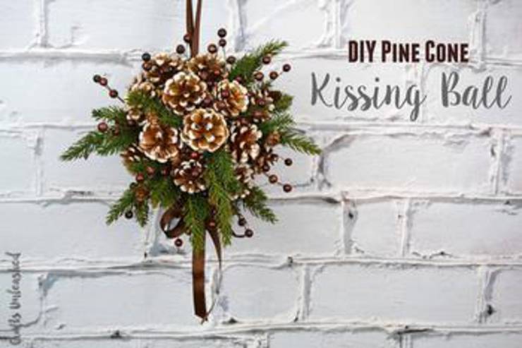 Diy Pine Cones Kissing Ball