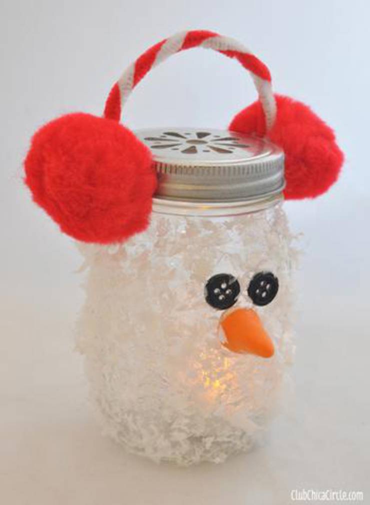 Diy Snowman Mason Jar Luminary Ornament