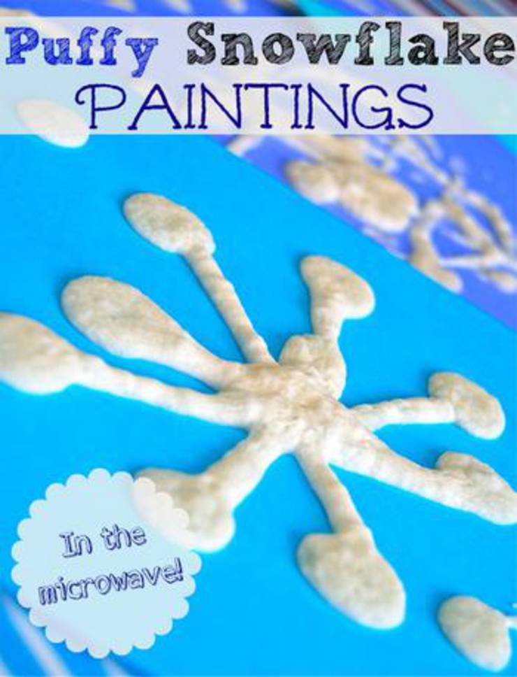 Homemade Puffy Snowflake Paintings
