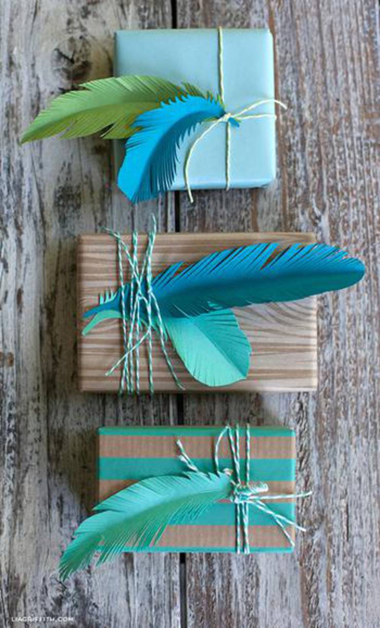 Paper Feather Gift Toppers
