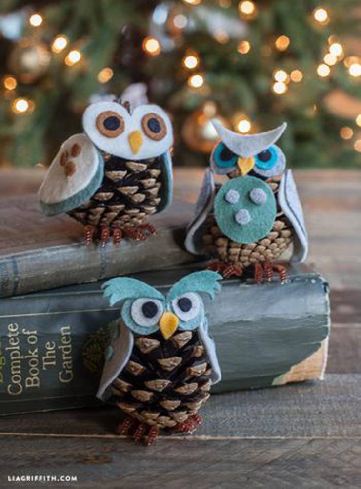 Pine Cone Owl Ornaments