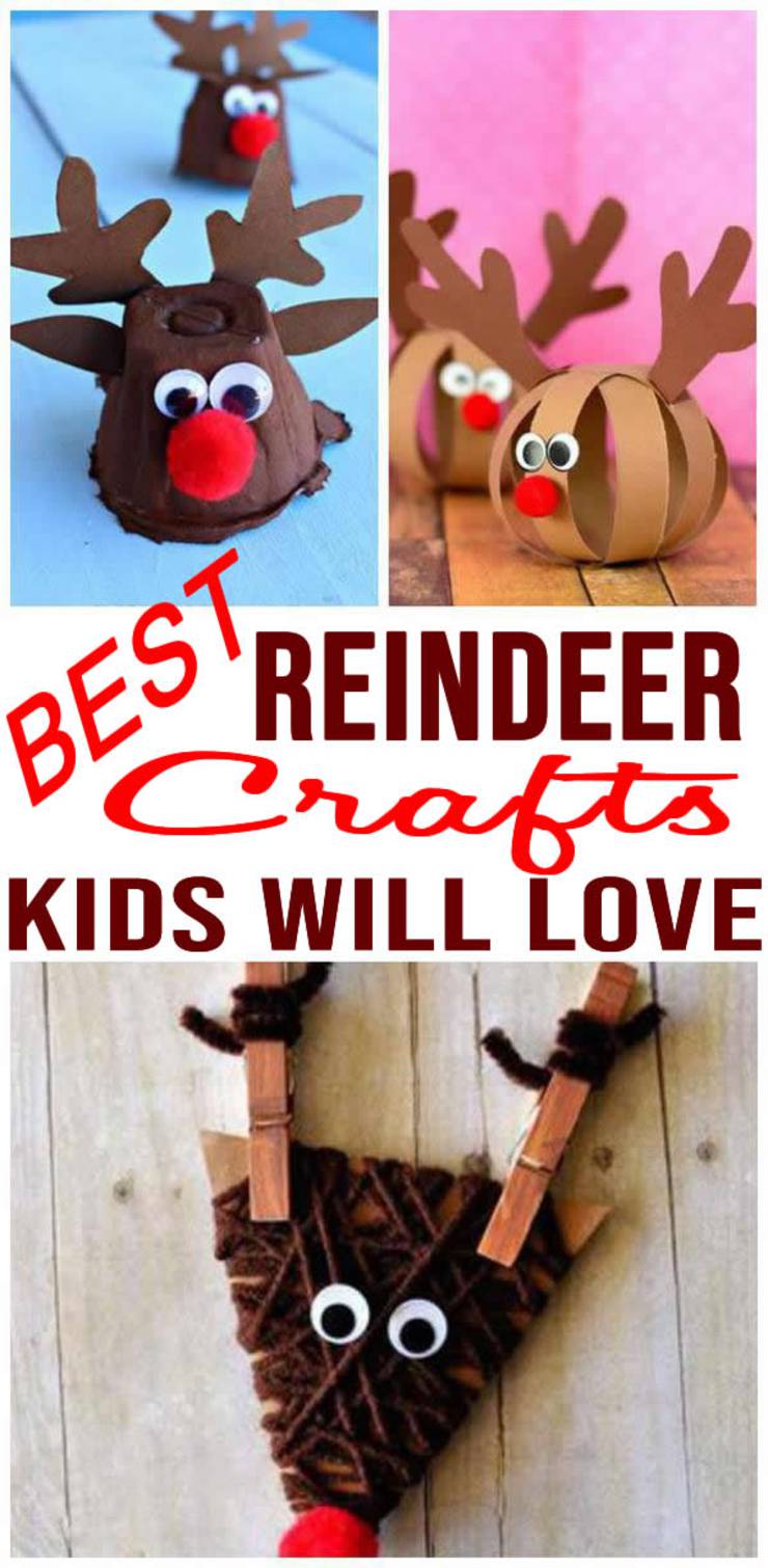 BEST Reindeer Crafts For Kids! Easy To Make DIY Christmas Craft Projects - Simple & Cute Homemade Ideas - Rudolph The Red Nosed Reindeer Art – Toddlers – Preschool – Children