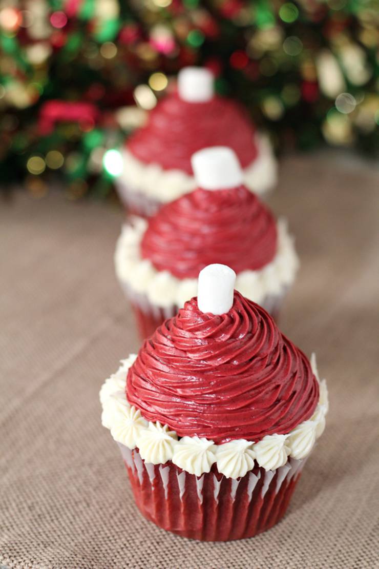 santa hat cupcakes