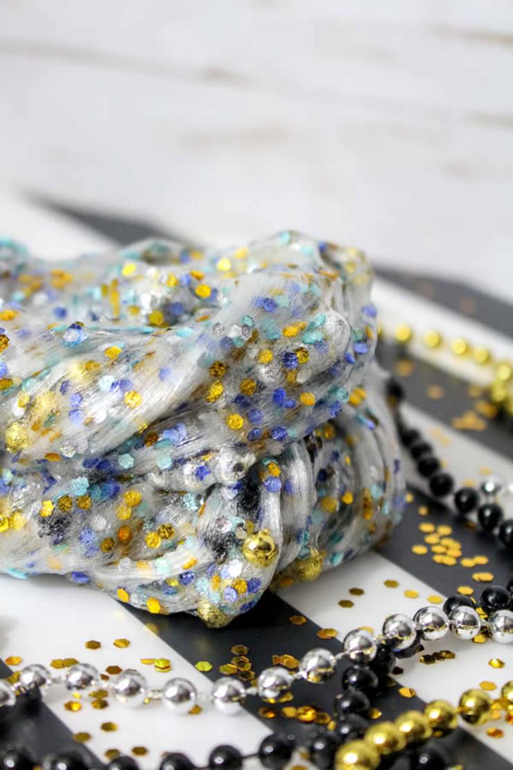 DIY Party Slime – How To Make Homemade Sparkle Slime – Easy & Fun Recipe For Kids – New Years Slime – New Years Eve Activities – Party Favors - Gold & Silver Slime