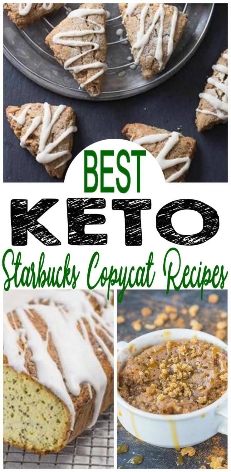 9 BEST keto Starbucks copycat ideas! Delicious keto recipes for yummy low carb Starbucks treats! Great Starbucks food recipes for a ketogenic diet you can make at home- snacks, eggbites, scones, lemon loaf and more. Try these keto Starbucks copycat recipes as treat, dessert, snack, party or make for potluck, birthday party or Christmas! Keto diet Starbucks food recipes you won't want to miss! Tasty sweet treats! Lose weight try the keto diet - keto food & low carb recipes for weightloss!