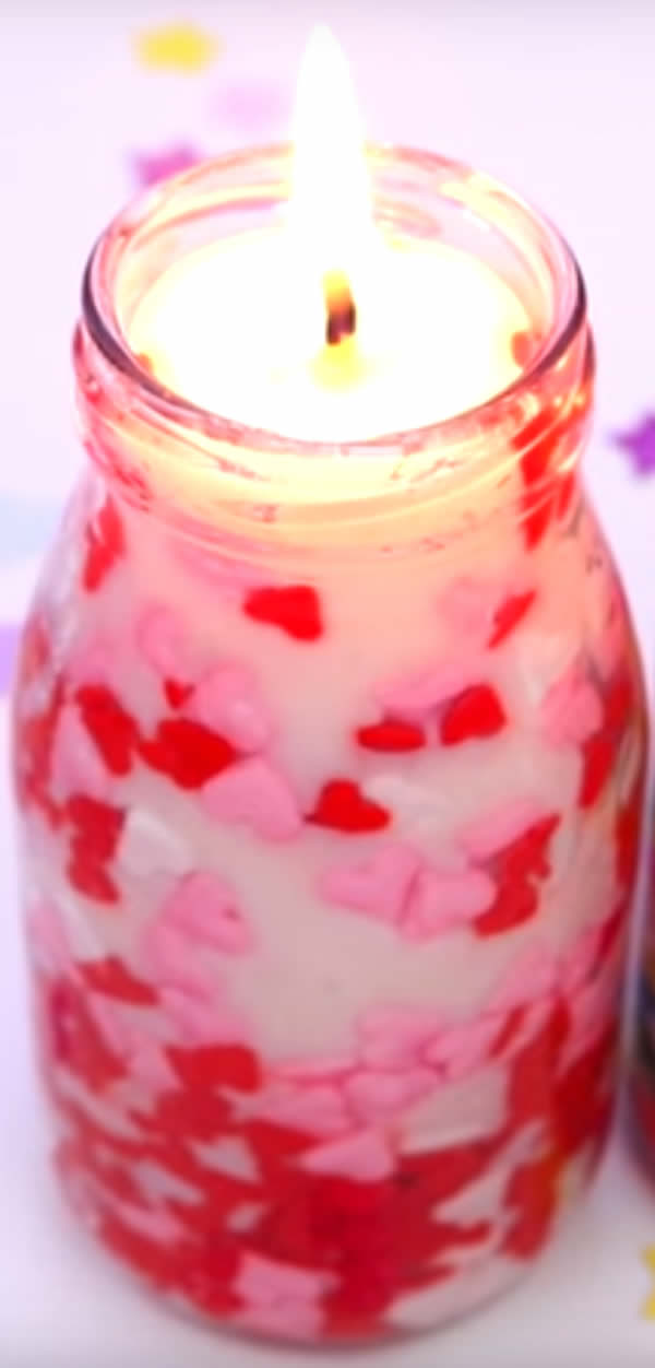 DIY Confetti Candles - Beautiful Homemade Jar Candles - Funfetti Candles Made With Candy Sprinkles - Birthday - Valentines - Gifts