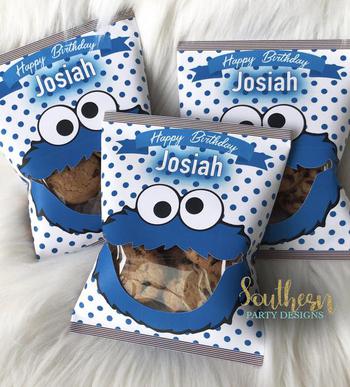 Cookie Monster Cookie Favor Bags