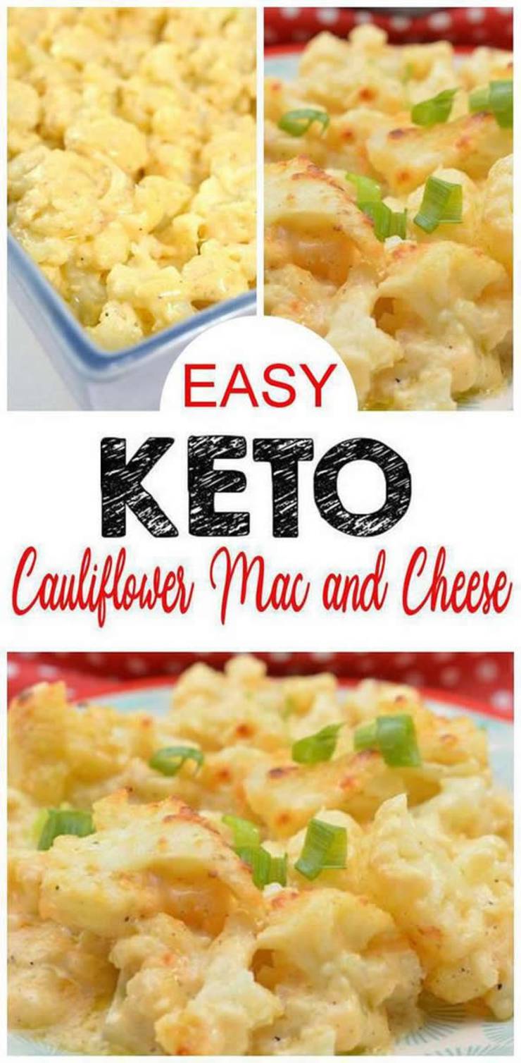 Keto Mac & Cheese – EASY Low Carb Mac and Cheese Recipe – BEST Keto Friendly Food Idea - Gluten Free! Keto Cauliflower mac & cheese - looks and tastes exactly like mac & cheese but healthy! Great keto side dish, lunch or dinner - keto meal idea. If you have been craving mac and cheese food this is the keto food recipe for you! Switch out the starchy pasta noodles in this comfort food favorite with homemade keto mac & cheese. #keto #ketorecipes #lowcarb