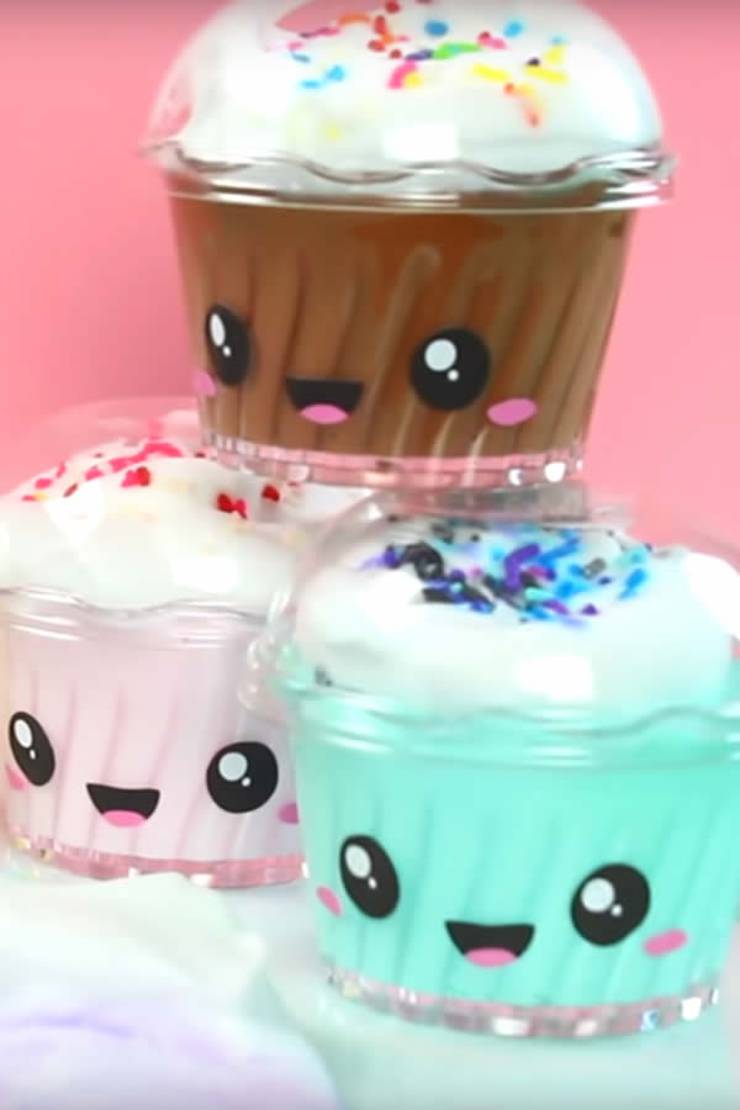 DIY Cupcake Slime - How To Make Homemade Cupcake Slime - Easy & Fun Recipe For Kids - Kids Crafts Activities - Party Favors - Kawaii Cupcake Slime Idea