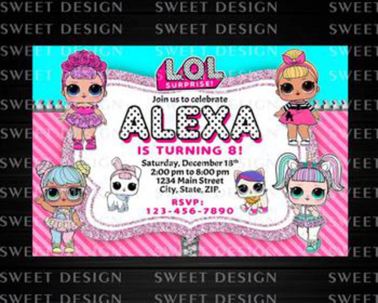 Lol Surprise Doll Bday Party Invites