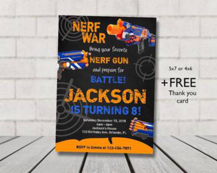 Nerf Gun Party Invitations