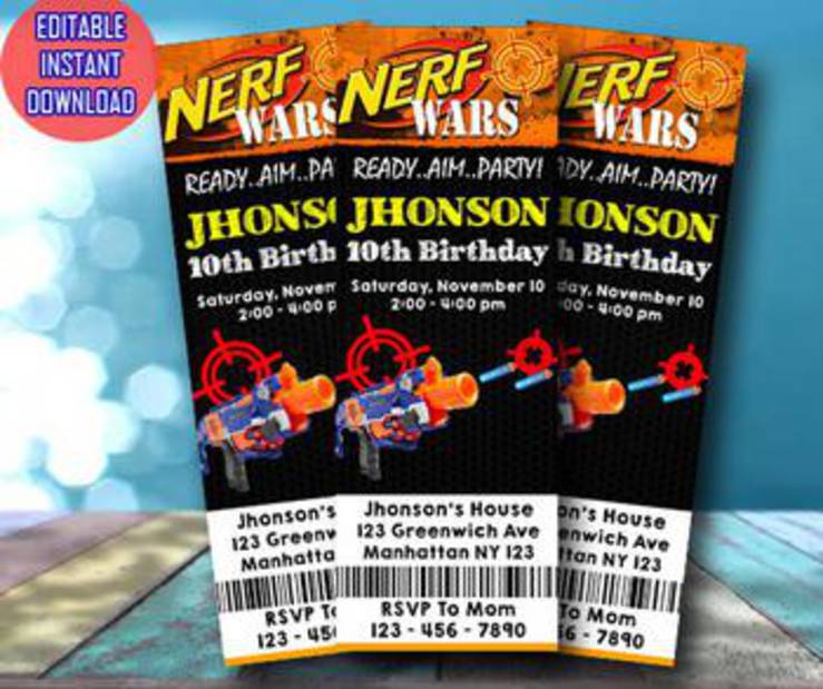 Nerf Gun Party Invite