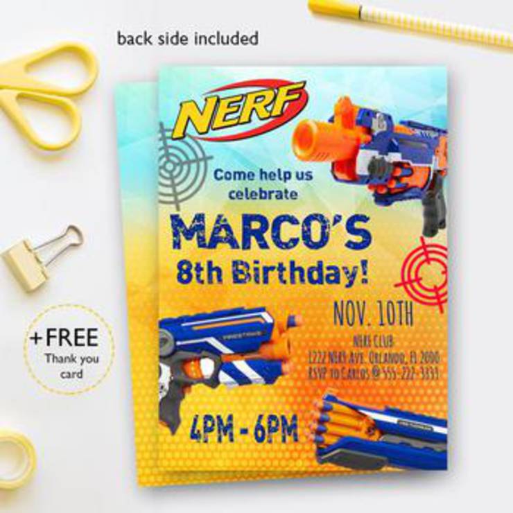 Downloadable Nerf Gun Party Invitations Template Free