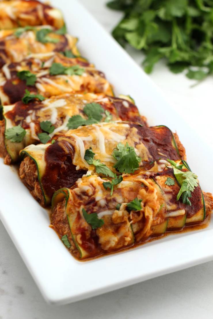 Keto Zucchini Chicken Enchiladas - BEST Low Carb Recipe