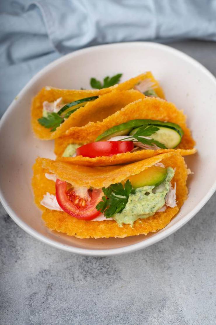 Keto Chicken Tacos with Cheese Tortilla and Dip - BEST Low Carb Recipe For Ketogenic Diet