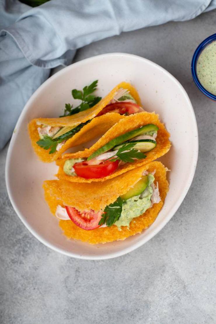 Keto Chicken Tacos with Cheese Tortilla and Dip - BEST Low Carb Recipe For Ketogenic Diet