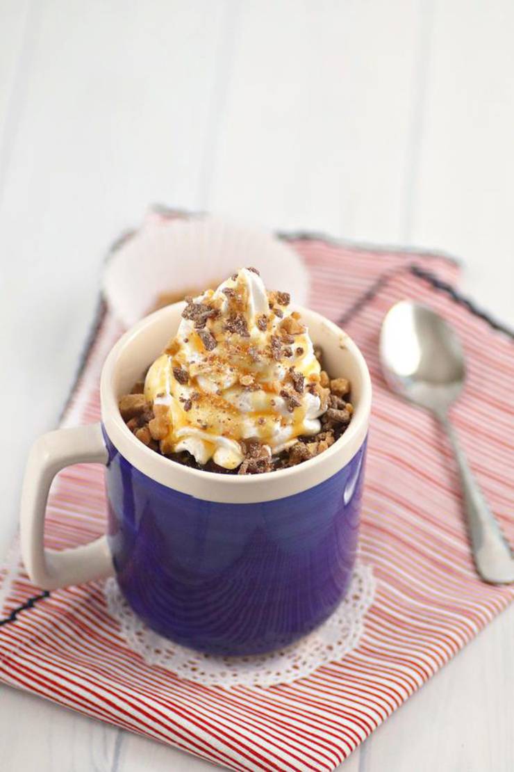 Microwave Mug Cake Recipe - Easy Microwave Chocolate Heath Bar Mug Cake For One - Simple Baking