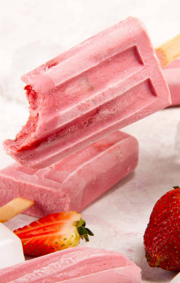 3 Ingredient Keto Strawberry Creamsicle Popsicles – BEST Keto Vegan Strawberries and Cream – {Easy – NO Bake} NO Sugar Low Carb Recipe