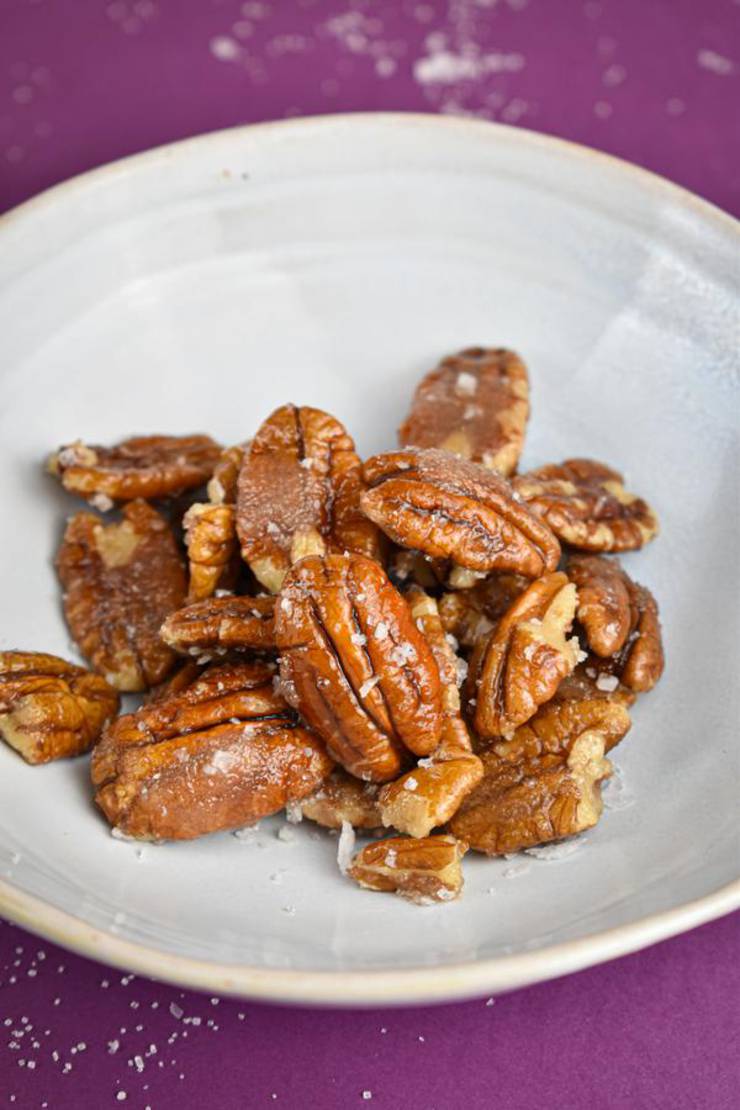 BEST Keto Pecans! Low Carb Keto Salted Caramel Coated Pecans Idea – Sugar Free – 4 Ingredient - Quick & Easy Ketogenic Diet Recipe – Completely Keto Friendly