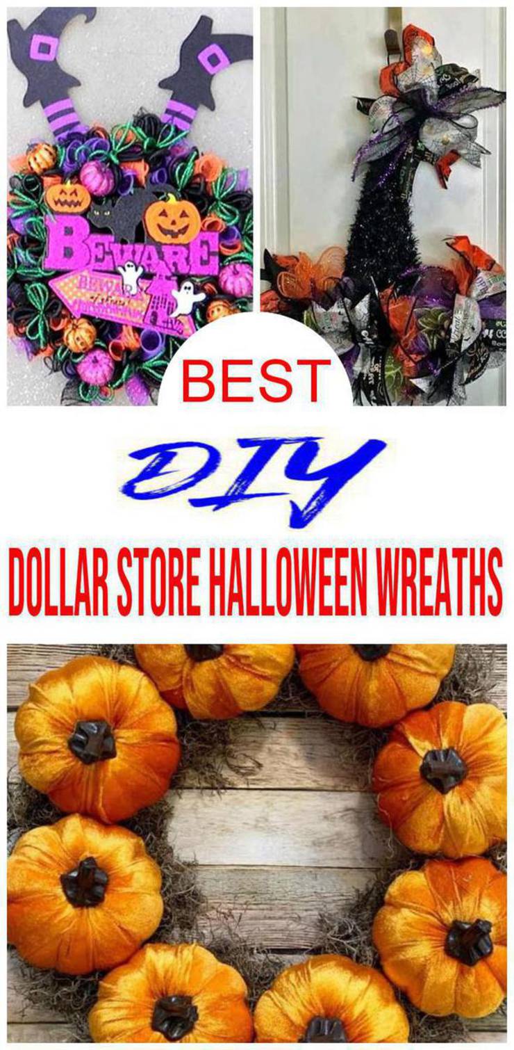 BEST Dollar Store Halloween Wreath! DIY Fall Wreath Ideas – Learn How To Make Wreaths To Make Your Front Door Look Amazing – Dollar Store Hacks – Homemade Halloween Decor