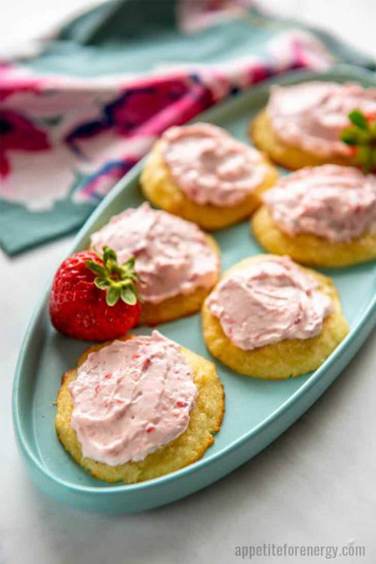 Keto Lemon Sugar Cookie With Strawberry Frosting