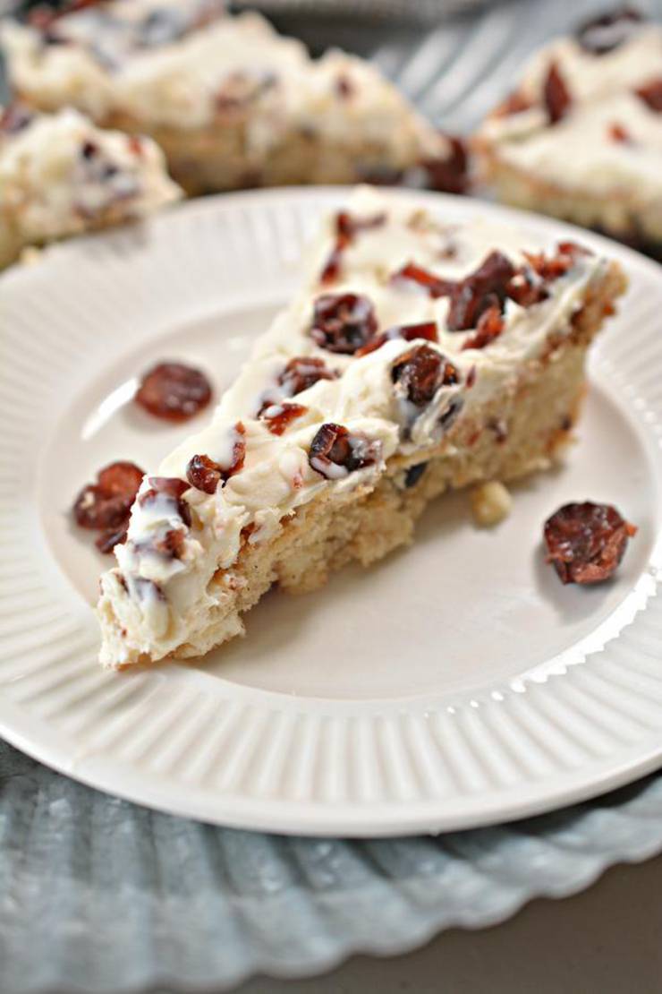 Keto Cranberry Bliss Bars - Super Yummy Low Carb Copycat Starbucks Cranberry Bliss Bar Recipe - Cranberry White Chocolate For Ketogenic Diet