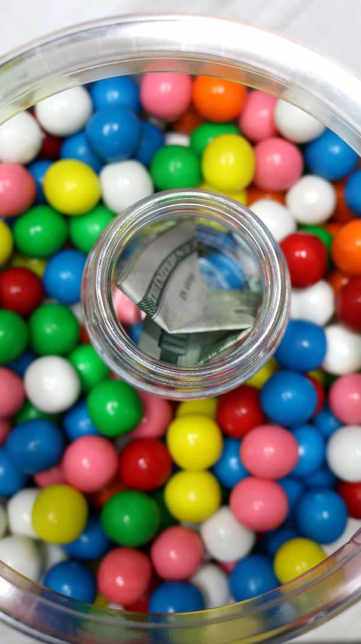 DIY Hidden Money Gift Jar Idea - Edible Candy Gumball Presents With Hidden Surprise