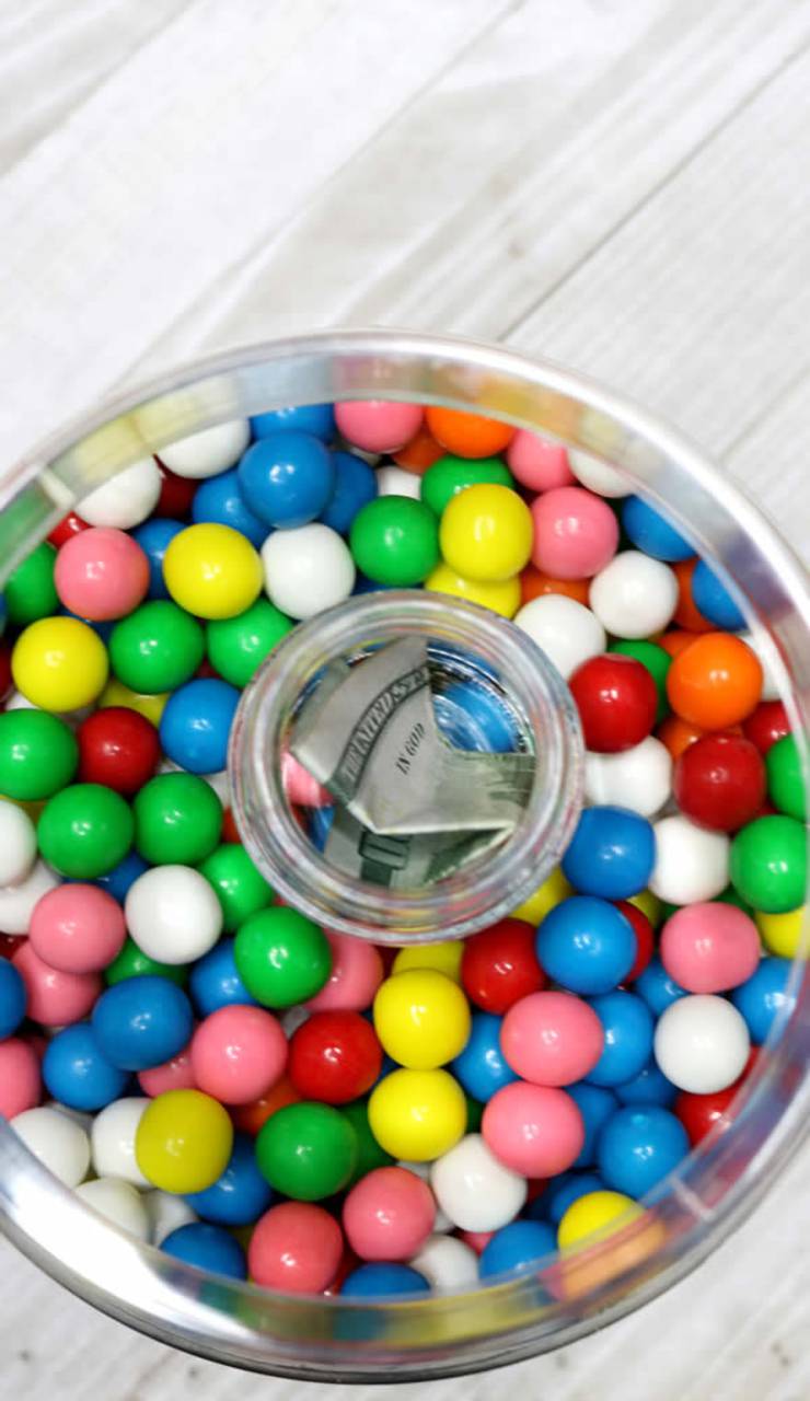 DIY Hidden Money Gift Jar Idea - Edible Candy Gumball Presents With Hidden Surprise
