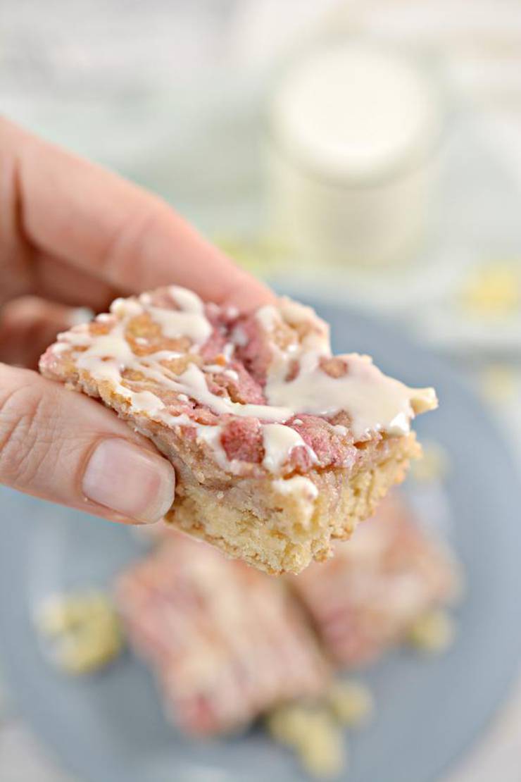 BEST Keto Cookie Bars! Low Carb White Chocolate Strawberry Swirl Cake Mix Cookie Bar Idea – Quick & Easy Ketogenic Diet Recipe – Keto Friendly & Beginner – Desserts – Snacks 