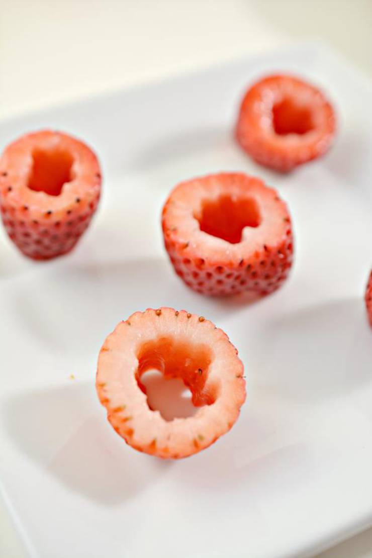 Keto White Chocolate Mousse Filled Strawberries