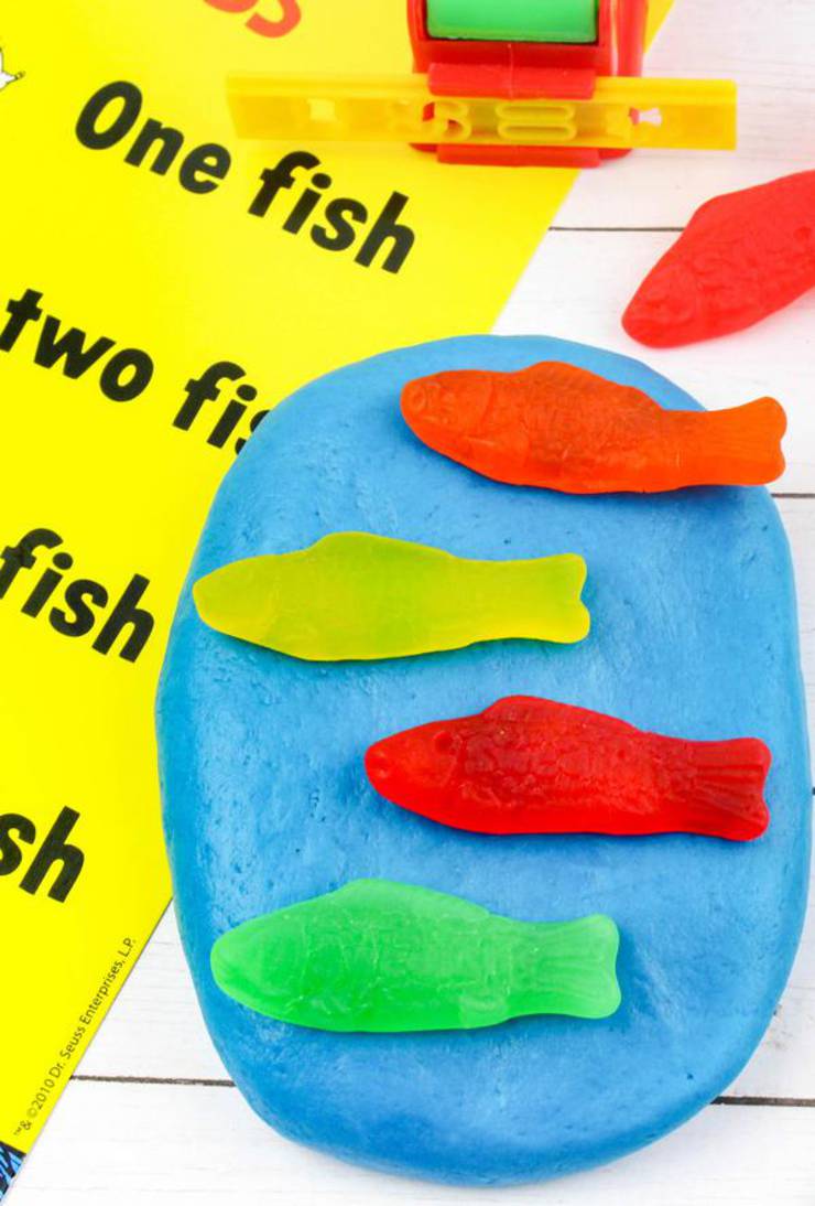How To Make Edible Playdough - Easy DIY One Fish Two Fish Red Fish Blue Fish Edible Playdough Recipe No Cook - Kids Activities - Party Ideas