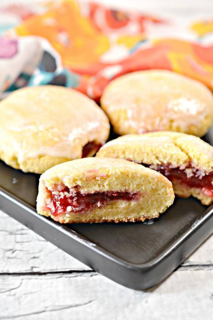 Keto Donuts - Super Yummy Low Carb Copycat Krispy Kreme Donut Recipe Raspberry Jelly Glaze Donuts For Ketogenic Diet
