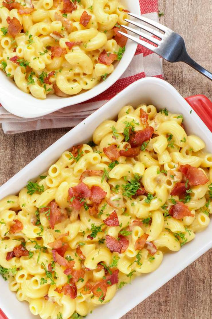 5 Ingredient Mac And Cheese - EASY Mac & Cheese - BEST Stove Top Bacon Mac and Cheese Recipe - Creamy Homemade Dinner - Lunch - Side Dishes