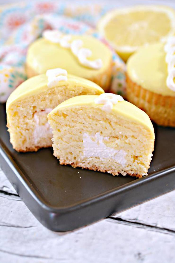 Keto Cupcakes - Super Yummy Low Carb Copycat Hostess Cupcakes Recipe - Lemon Treats For Ketogenic Diet - Desserts - Snacks