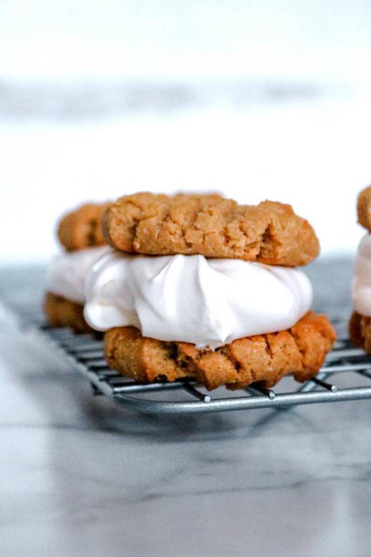 4 Ingredient Keto Peanut Butter Cookies – BEST Peanut Butter Cookie Ice Cream Sandwich Recipe – {Easy} NO Sugar Low Carb Recipe – Desserts – Snacks