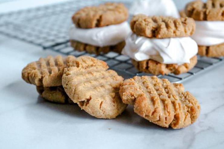4 Ingredient Keto Peanut Butter Cookies – BEST Peanut Butter Cookie Ice Cream Sandwich Recipe – {Easy} NO Sugar Low Carb Recipe – Desserts – Snacks