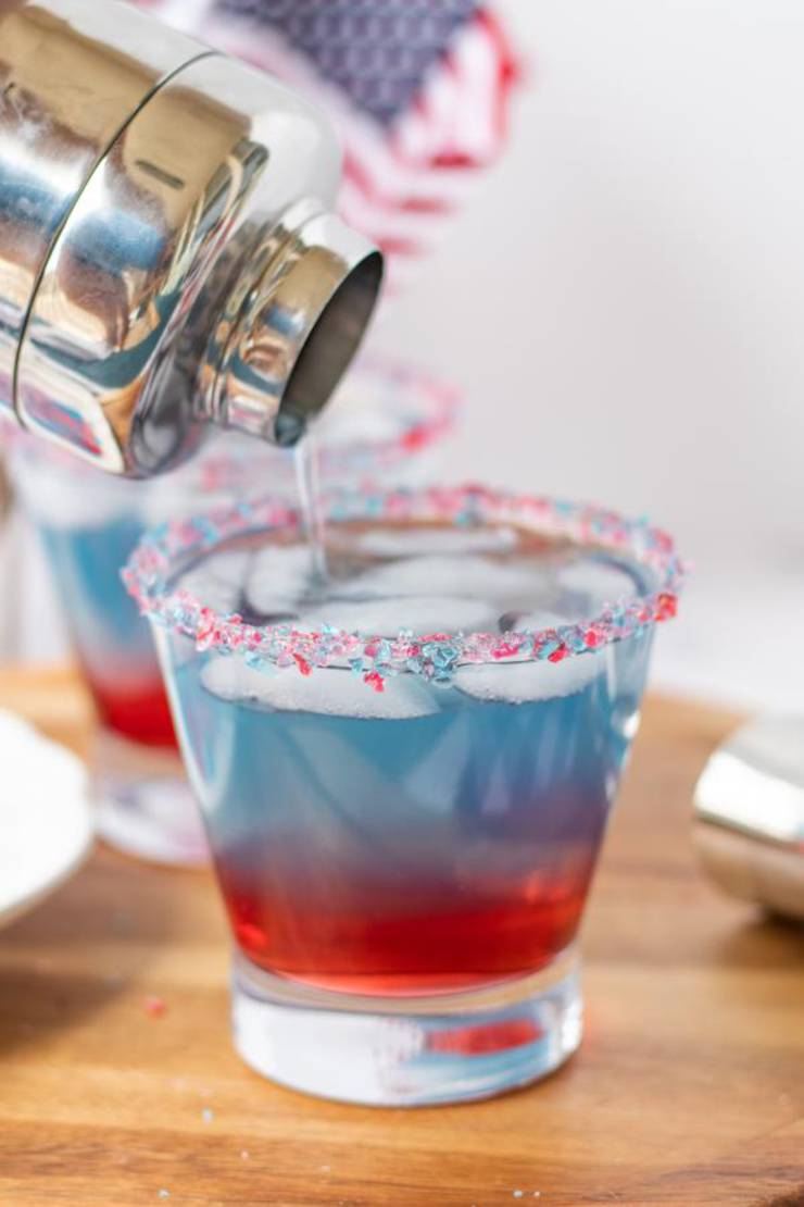 Alcohol Drinks Red White And Blue Layered Cocktail Drink