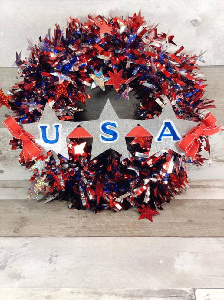 BEST Dollar Store Wreath! DIY 4th Of July Wreath Ideas - Learn How To Make Wreaths To Make Your Front Door Look Amazing - Dollar Store Hacks - Homemade Patriotic Decor