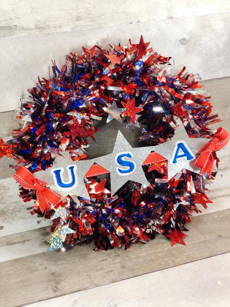 BEST Dollar Store Wreath! DIY 4th Of July Wreath Ideas - Learn How To Make Wreaths To Make Your Front Door Look Amazing - Dollar Store Hacks - Homemade Patriotic Decor
