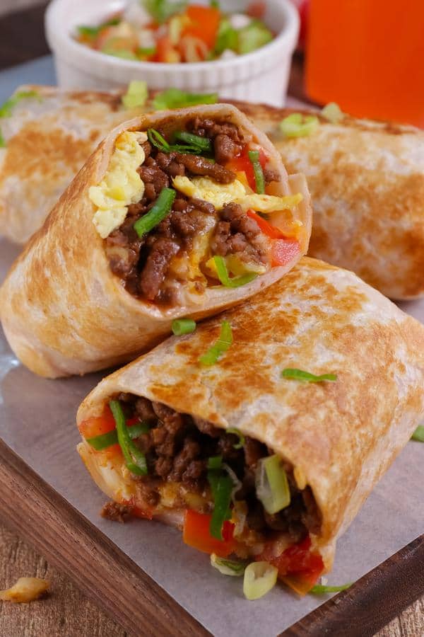 Breakfast Burrito Wraps – Breakfast Burrito Roll Ups – Chorizo - Eggs ...