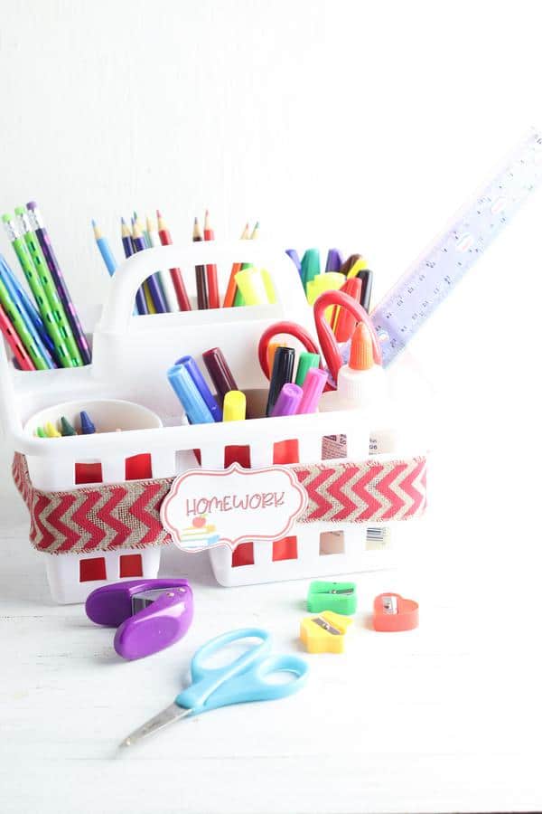 DIY Dollar Store School Organization – Easy DIY Crafts – Simple Homework Station or Homeschool Organization - DIY Projects For School Supplies – Dollar Tree Hacks