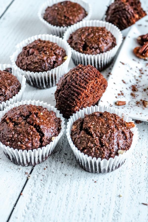 BEST Keto Muffins! Low Carb Pecan Double Chocolate Brownie Muffin Idea – Quick & Easy Ketogenic Diet Recipe – Keto Friendly - Gluten Free - Sugar Free 